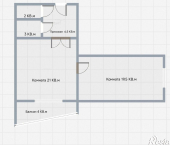 2-комн, 52кв м, этаж 1/3 Комсомольская улица, 1/1