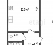 1-комн, 37кв м, этаж 3/4 Заводская улица, 5