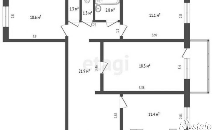 3-комн квартира улица Кирова, 3,  д. 3