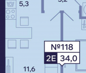 2-комн, 34 кв м, этаж 12/16 Республика Саха (Якутия), Новопортовская улица