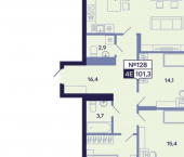 4-комн, 101 кв м, этаж 3/16 Республика Саха (Якутия), Якутск, Новопортовская улица