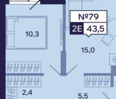 2-комн, 44 кв м, этаж 9/16 Республика Саха (Якутия), Якутск, Новопортовская улица