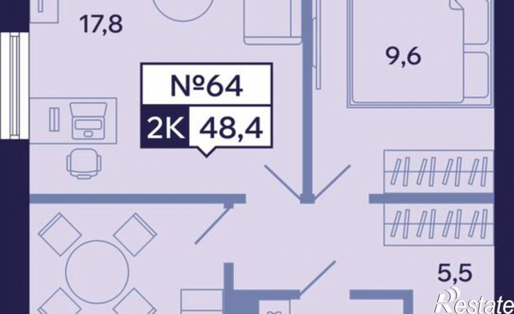 2-комн квартира в новом доме Республика Саха (Якутия), Якутск, Новопортовская улица
